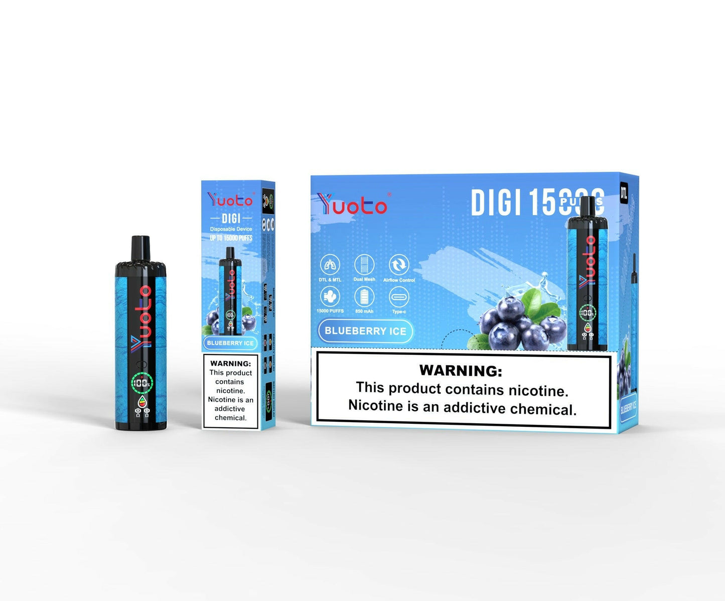 Yuoto Digi 15000 PUFFS Disposable Vape blueberry ice