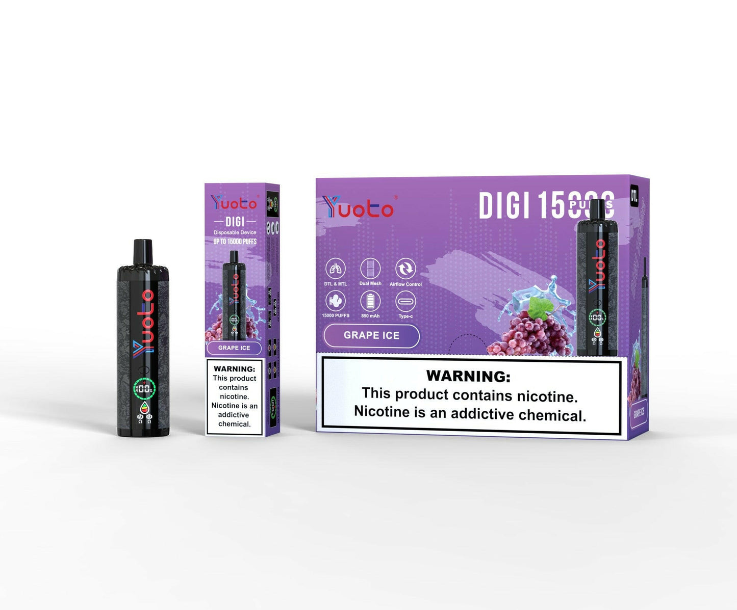 Yuoto Digi 15000 PUFFS Disposable Vape grape ice 