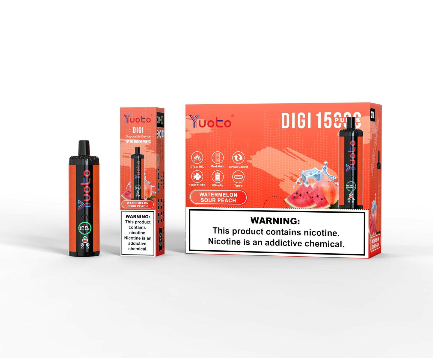 Yuoto Digi 15000 PUFFS Disposable Vape watermelon sour peach