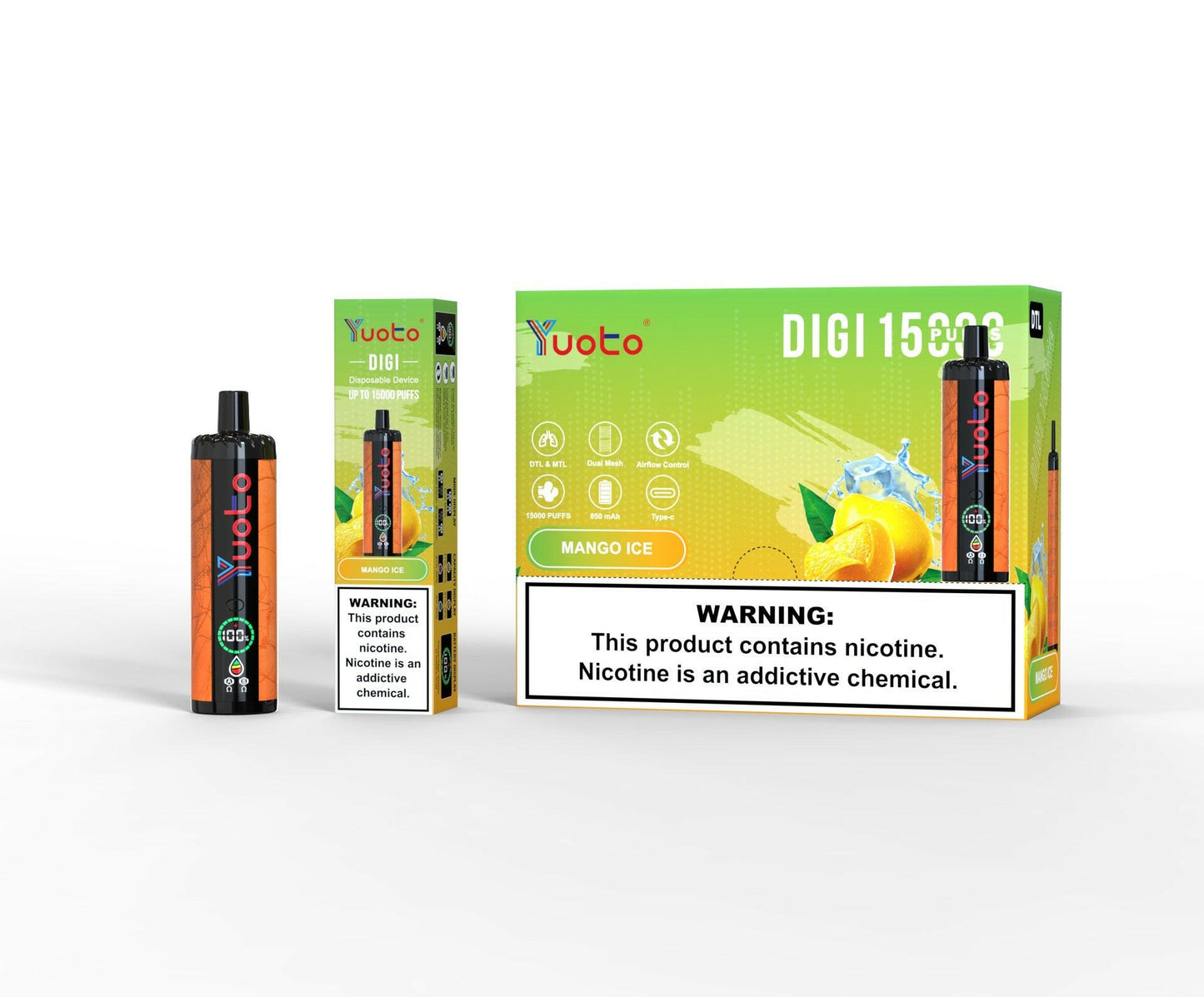 Yuoto Digi 15000 PUFFS Disposable Vape mango ice